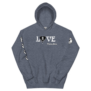 Love Skull Heart Drips BW Unisex Hoodie