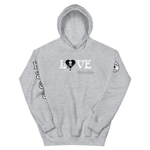 Love Skull Heart Drips BW Unisex Hoodie