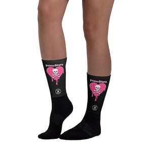 Skull Pink Heart Drips Socks