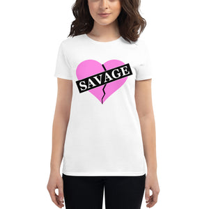 Women's Pink Savage broken heart short sleeve t-shirt