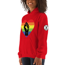 Load image into Gallery viewer, Black fist pride heart Unisex Hoodie
