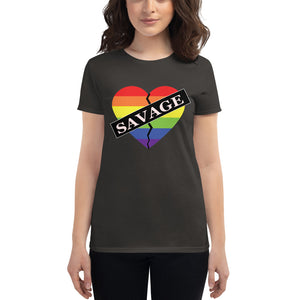 Women's Savage Broken Heart Rainbow short sleeve t-shirt