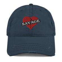 Load image into Gallery viewer, Savage Broken Heart red Distressed Dad Hat
