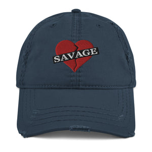 Savage Broken Heart red Distressed Dad Hat