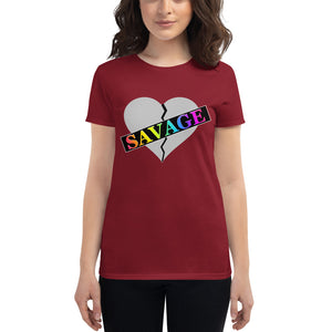 Women's Broken Heart Savage Gray Rainbow short sleeve t-shirt