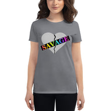 Load image into Gallery viewer, Women&#39;s Broken Heart Savage Gray Rainbow short sleeve t-shirt
