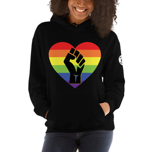 Black fist pride heart Unisex Hoodie