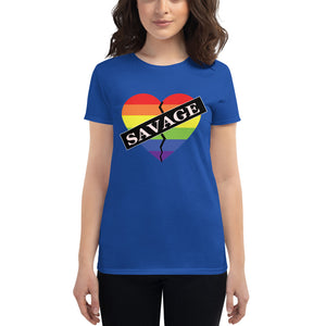 Women's Savage Broken Heart Rainbow short sleeve t-shirt