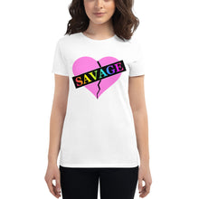 Load image into Gallery viewer, Women&#39;s Broken Heart Savage Pink Rainbow short sleeve t-shirt
