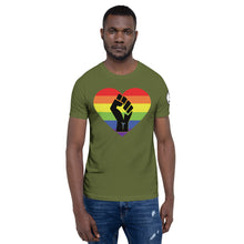 Load image into Gallery viewer, BLM Fist Pride Heart Short-Sleeve Unisex T-Shirt
