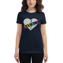 Load image into Gallery viewer, Women&#39;s Broken Heart Savage Gray Rainbow short sleeve t-shirt
