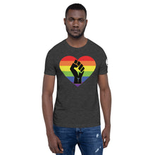 Load image into Gallery viewer, BLM Fist Pride Heart Short-Sleeve Unisex T-Shirt
