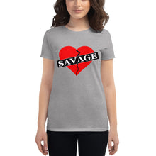 Load image into Gallery viewer, Women&#39;s Red Savage broken heart short sleeve t-shirt
