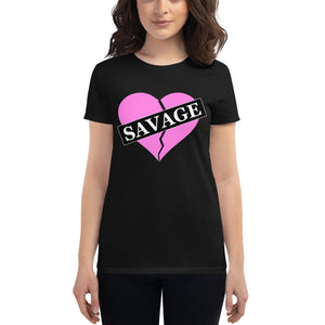 Women's Pink Savage broken heart short sleeve t-shirt