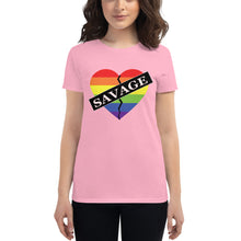 Load image into Gallery viewer, Women&#39;s Savage Broken Heart Rainbow short sleeve t-shirt
