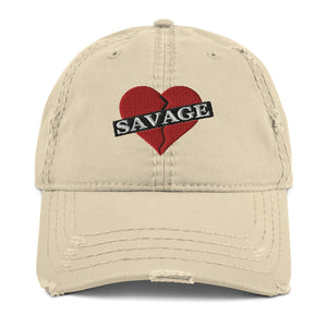 Savage Broken Heart red Distressed Dad Hat