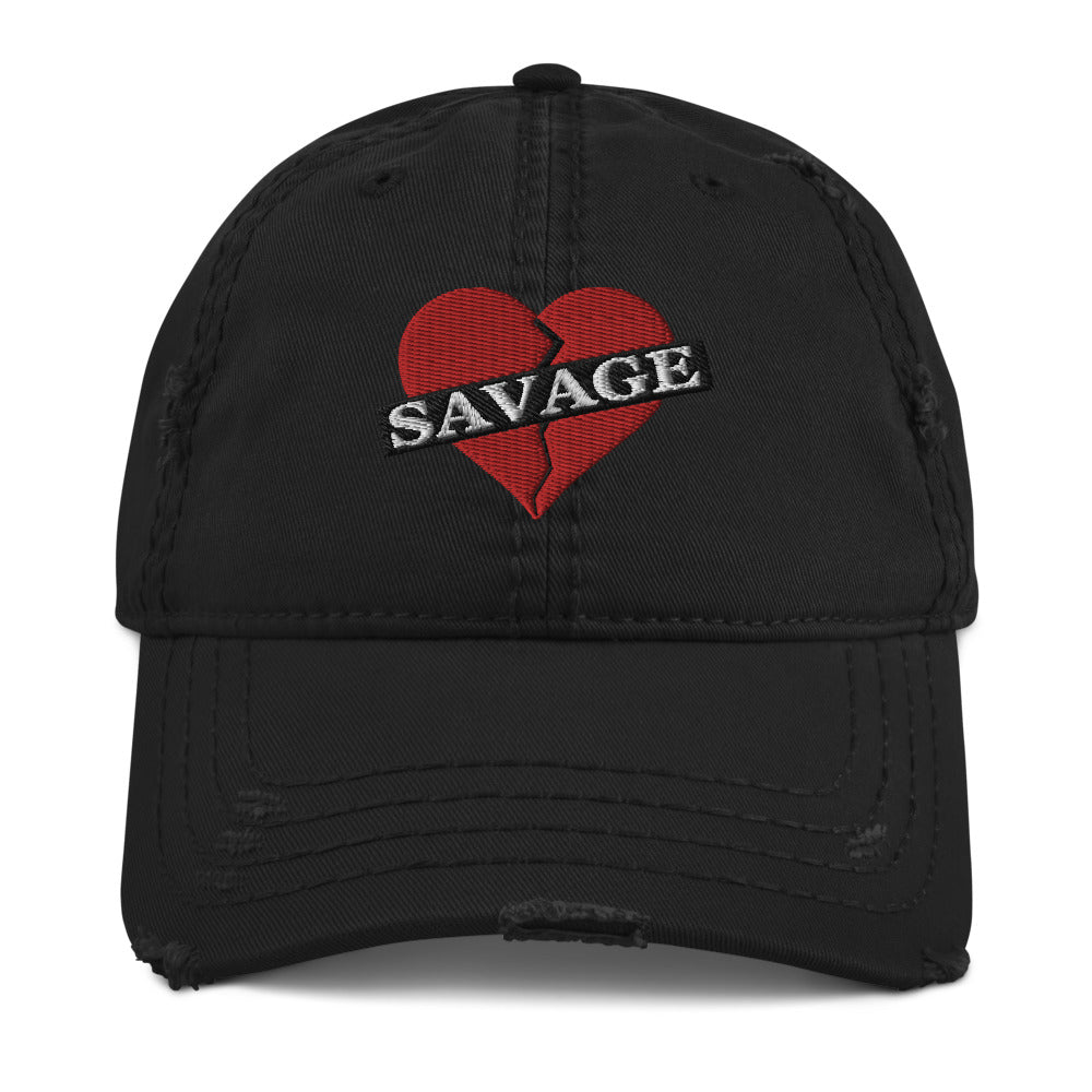 Savage Broken Heart red Distressed Dad Hat