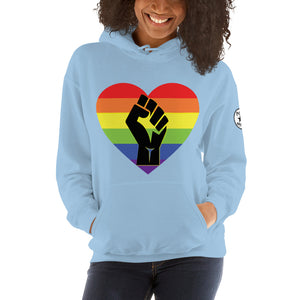 Black fist pride heart Unisex Hoodie