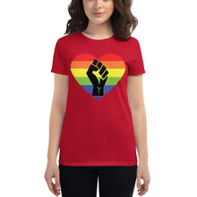 Load image into Gallery viewer, Women&#39;s BLM Fist Pride Heart Women&#39;s short sleeve t-shirt
