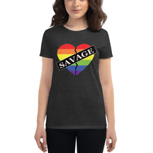 Load image into Gallery viewer, Women&#39;s Savage Broken Heart Rainbow short sleeve t-shirt
