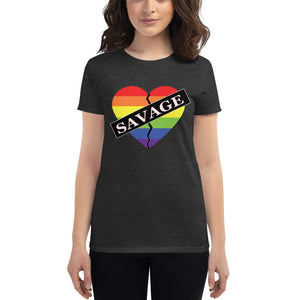 Women's Savage Broken Heart Rainbow short sleeve t-shirt