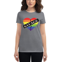 Load image into Gallery viewer, Women&#39;s Savage Broken Heart Rainbow short sleeve t-shirt
