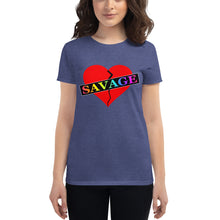 Load image into Gallery viewer, Women&#39;s Savage Broken Heart Red Rainbow short sleeve t-shirt
