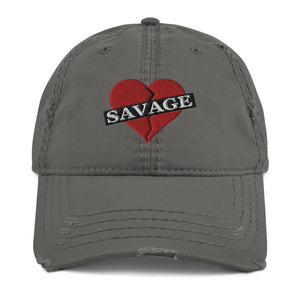 Savage Broken Heart red Distressed Dad Hat