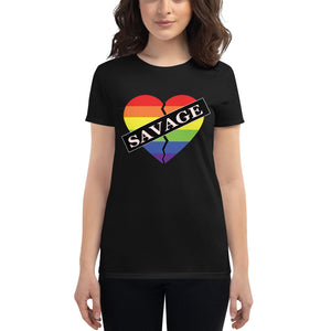 Women's Savage Broken Heart Rainbow short sleeve t-shirt