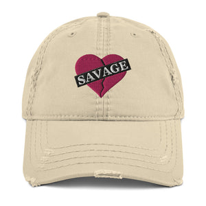 Savage broken heart pink Distressed Dad Hat