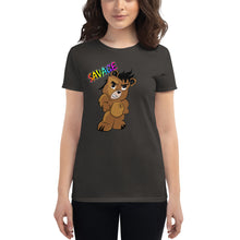 Load image into Gallery viewer, Women&#39;s Savage Logo Bear Rainbow short sleeve t-shirt
