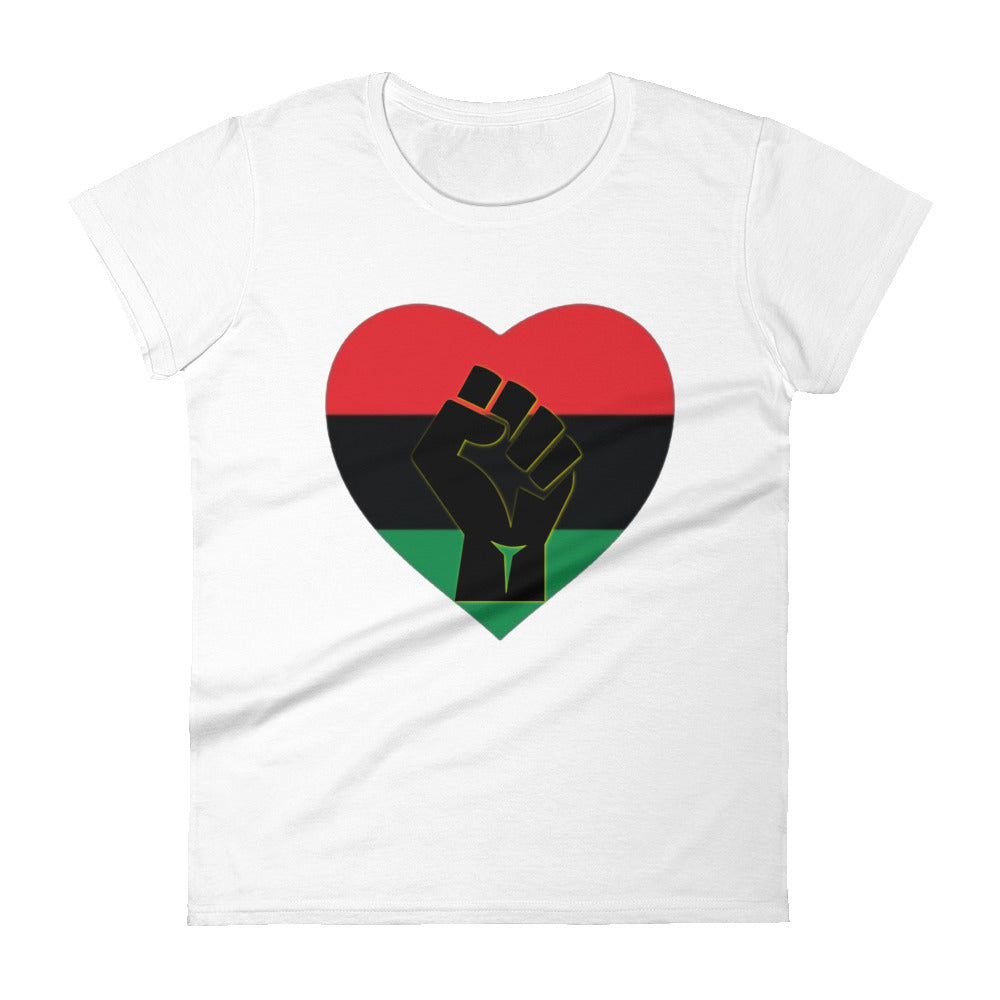 Women's Black Fist Heart Women's short sleeve t-shirt