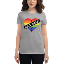 Load image into Gallery viewer, Women&#39;s Savage Broken Heart Rainbow short sleeve t-shirt
