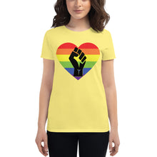 Load image into Gallery viewer, Women&#39;s BLM Fist Pride Heart Women&#39;s short sleeve t-shirt
