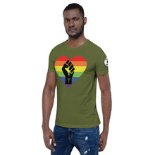 Load image into Gallery viewer, BLM Fist Pride Heart Short-Sleeve Unisex T-Shirt
