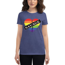 Load image into Gallery viewer, Women&#39;s Savage Broken Heart Rainbow short sleeve t-shirt
