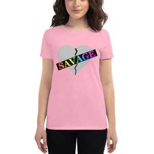 Women's Broken Heart Savage Gray Rainbow short sleeve t-shirt