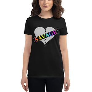 Women's Broken Heart Savage Gray Rainbow short sleeve t-shirt