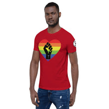 Load image into Gallery viewer, BLM Fist Pride Heart Short-Sleeve Unisex T-Shirt
