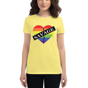 Women's Savage Broken Heart Rainbow short sleeve t-shirt