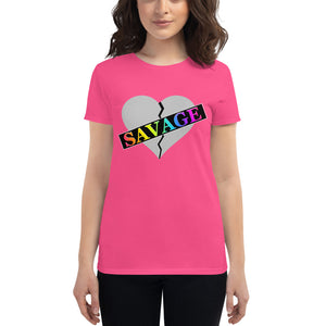 Women's Broken Heart Savage Gray Rainbow short sleeve t-shirt