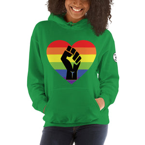 Black fist pride heart Unisex Hoodie