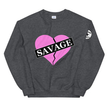 Load image into Gallery viewer, Broken Heart Savage pink Unisex Sweatshirt
