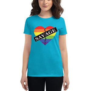 Women's Savage Broken Heart Rainbow short sleeve t-shirt