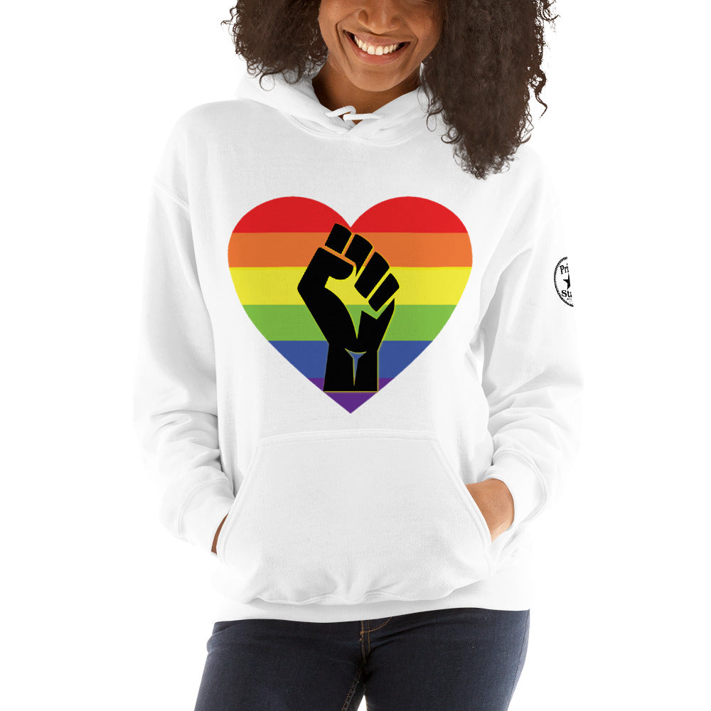 Black fist pride heart Unisex Hoodie