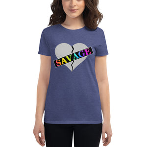 Women's Broken Heart Savage Gray Rainbow short sleeve t-shirt