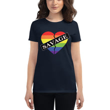 Load image into Gallery viewer, Women&#39;s Savage Broken Heart Rainbow short sleeve t-shirt
