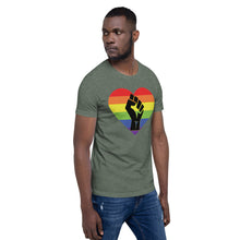 Load image into Gallery viewer, BLM Fist Pride Heart Short-Sleeve Unisex T-Shirt
