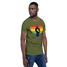 Load image into Gallery viewer, BLM Fist Pride Heart Short-Sleeve Unisex T-Shirt
