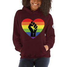 Load image into Gallery viewer, Black fist pride heart Unisex Hoodie
